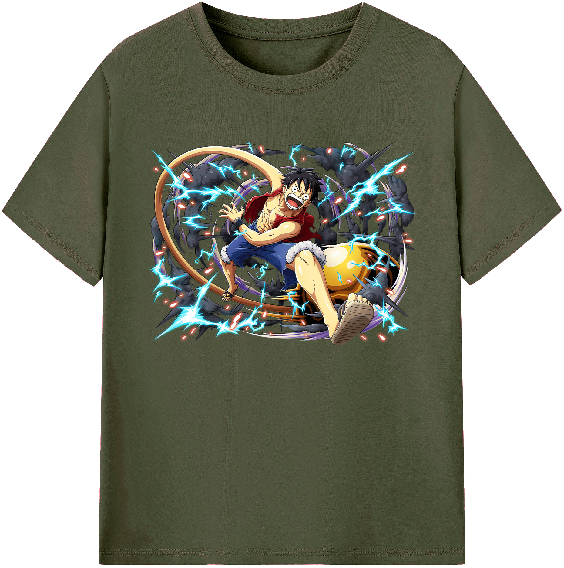 ワンピース モンキー・D・ルフィ ONE PIECE Monkey D. Luffy 綿100％ メンズ半袖Tシャツ｜肌触りやわらか＆通気性